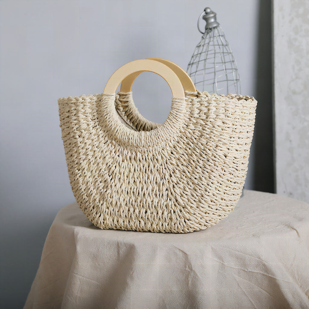 Bolso tote artesanal de rafia natural