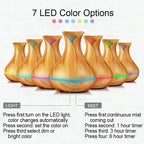 Difusor de aceites esenciales con luz LED y mando a distancia