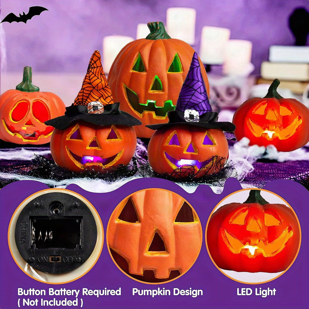Set de calabazas luminosas Jack O'Lantern – Decoración de Halloween con luz a pilas