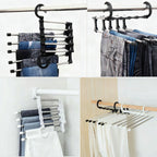Percha múltiple extensible de acero inoxidable para pantalones