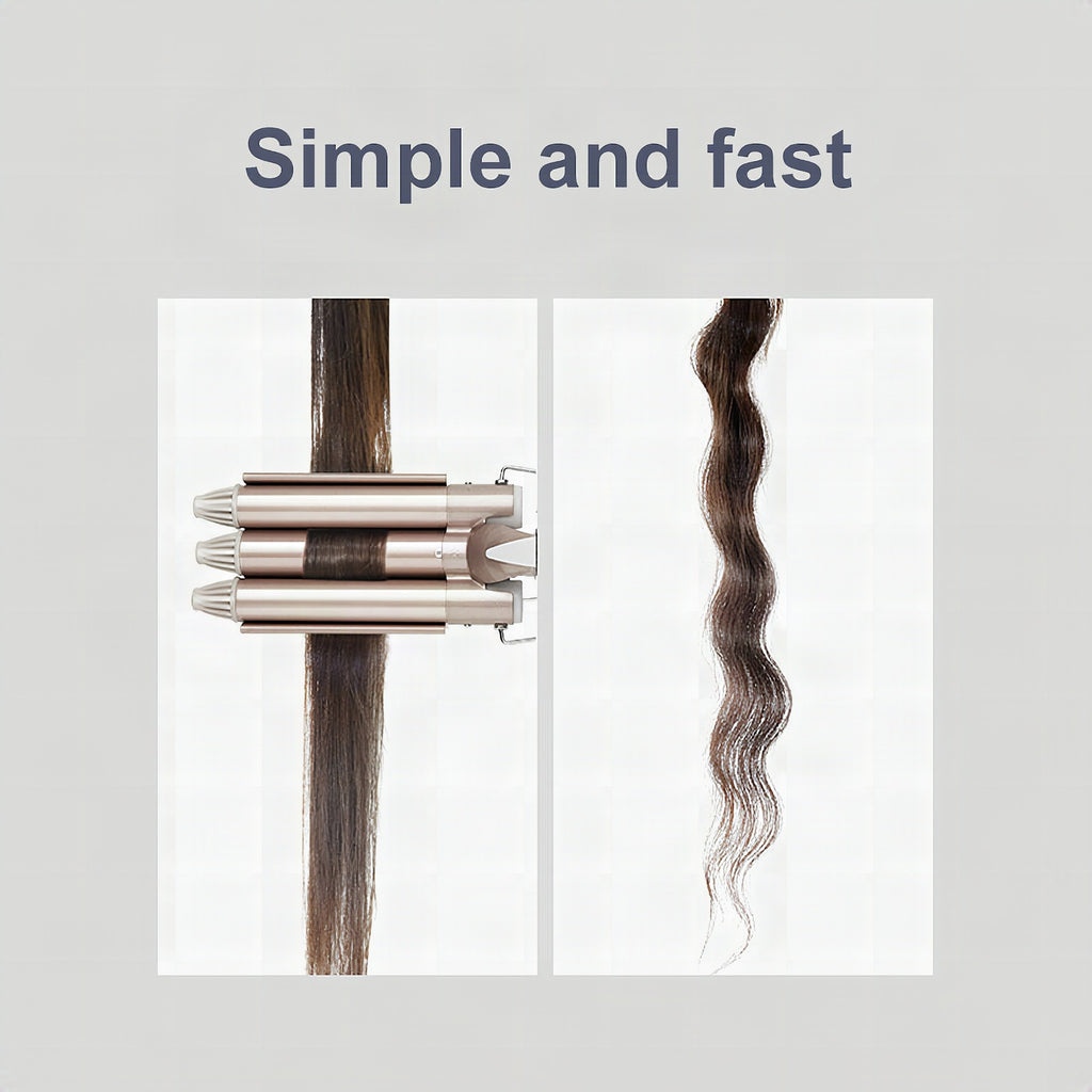 Moldeador de ondas de triple barril para el pelo