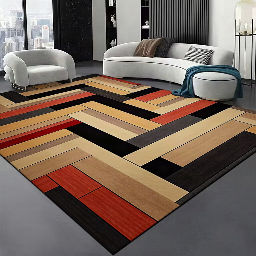 Alfombra de área con diseño abstracto de espirales