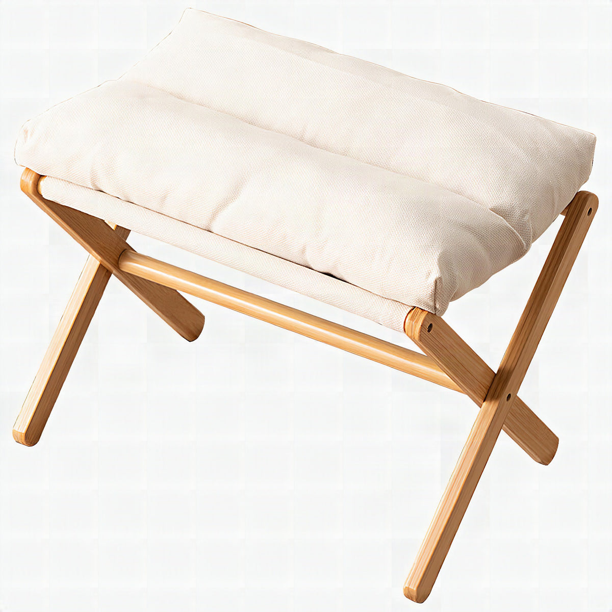 Taburete plegable con acolchado confortable y estructura de madera resistente