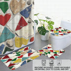 Set de decoración para baño con cortina y alfombrillas