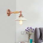 Aplique de pared industrial con pantalla cónica de cristal opalino oro rosa