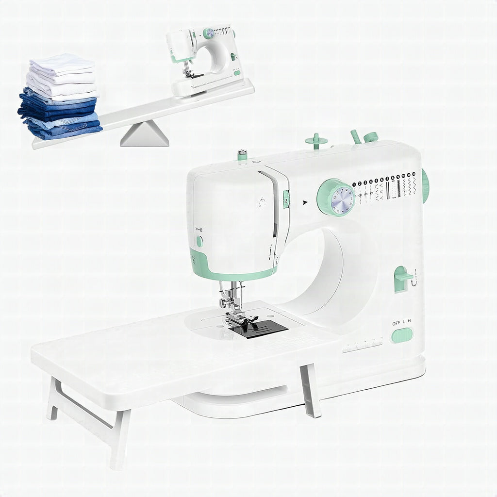 Máquina de coser portátil con 12 puntadas y mesa extensible