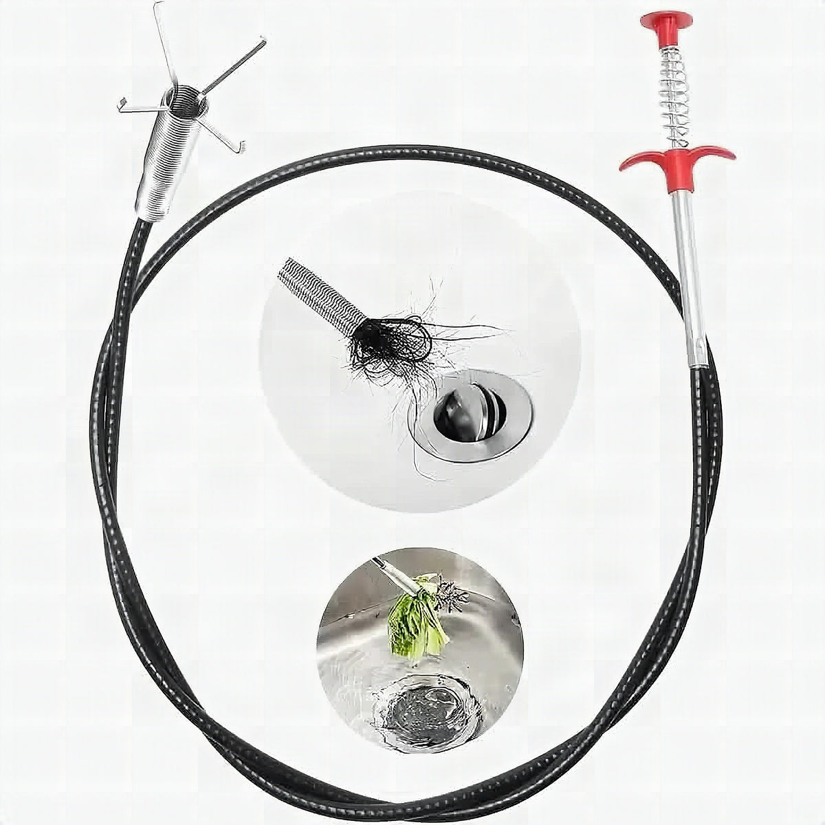 Limpiador de tuberías con 4 garras, herramienta flexible para desatascar desagües de cocina y baño