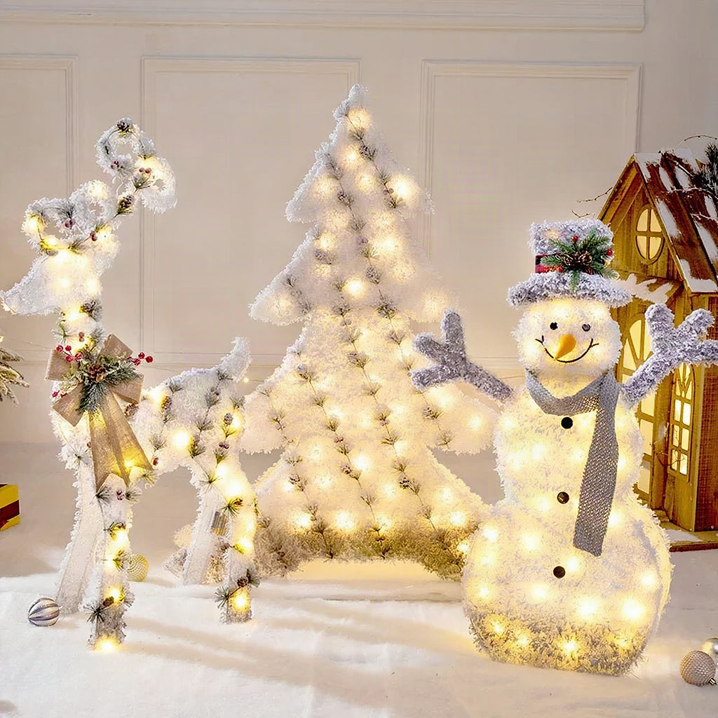 Adorno navideño LED de árbol, muñeco de nieve o caja de regalo