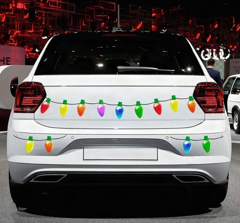 Imanes navideños reflectantes para coche con diseño de bombillas