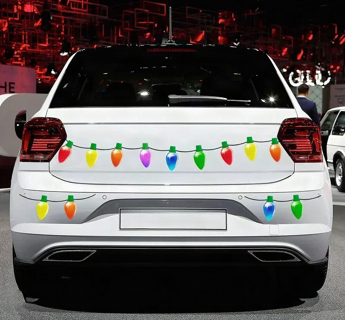 Imanes navideños reflectantes para coche con diseño de bombillas
