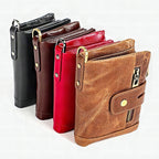Cartera retro de piel con cremallera