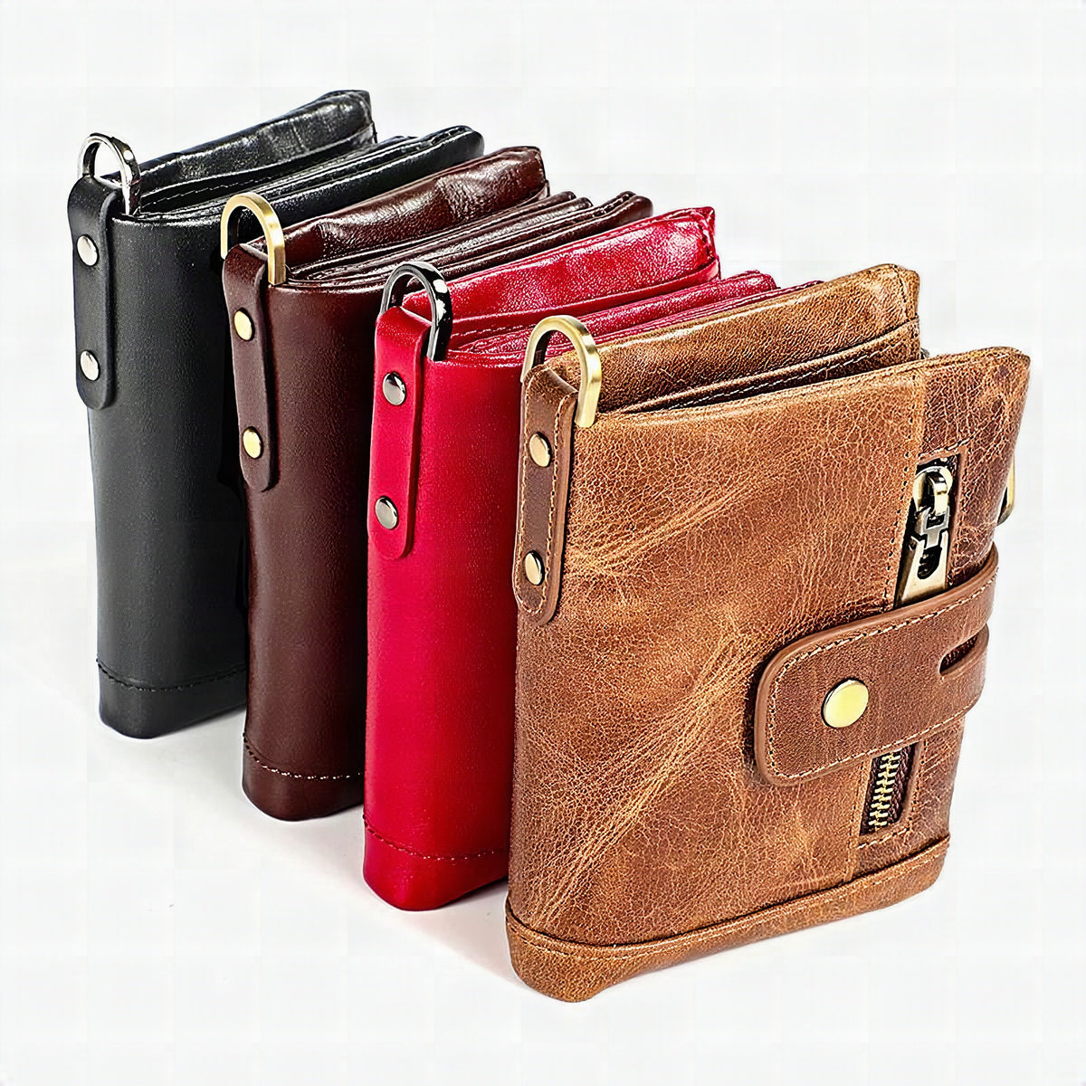 Cartera retro de piel con cremallera
