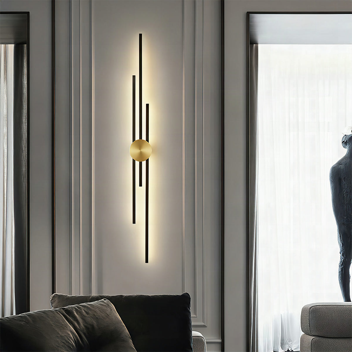 Aplique de pared LED vertical moderno de hierro