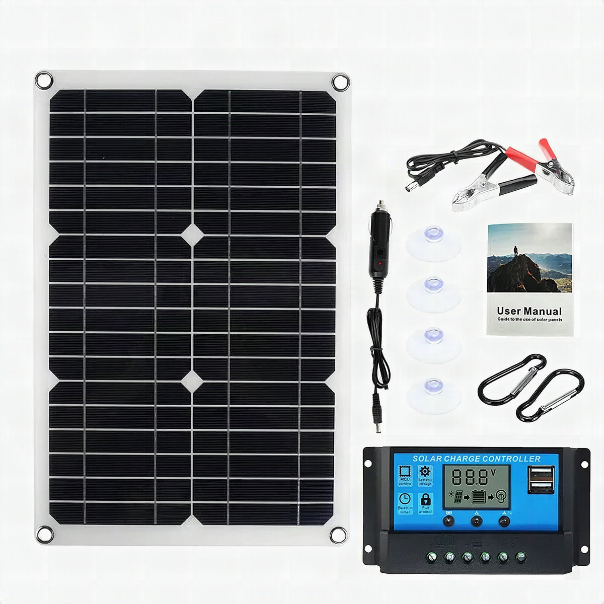 Panel solar flexible SolaVibe 1200 W con controlador de carga 100 A y doble USB