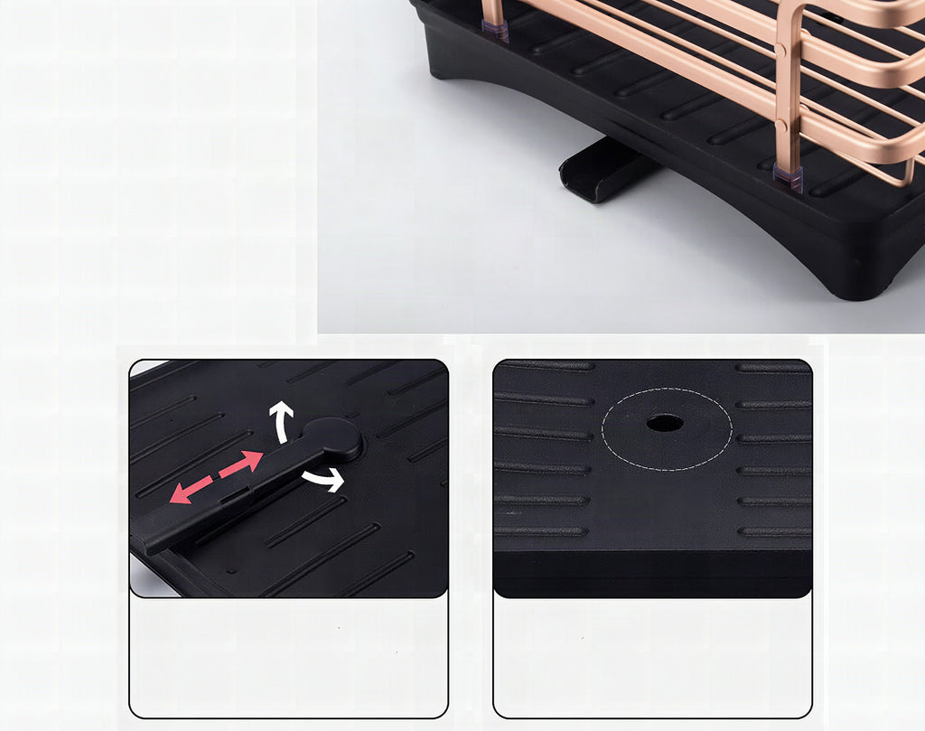 Escurreplatos de aluminio mate con bandeja ajustable