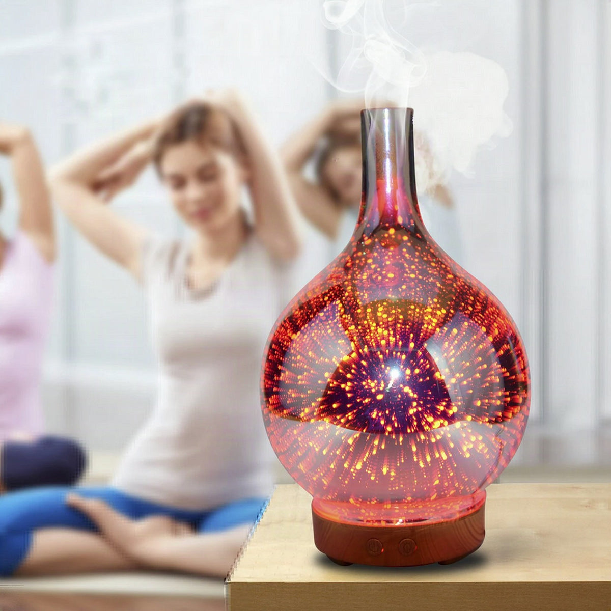 Difusor de aceites esenciales AromaBurst con cristal 3D y luces LED