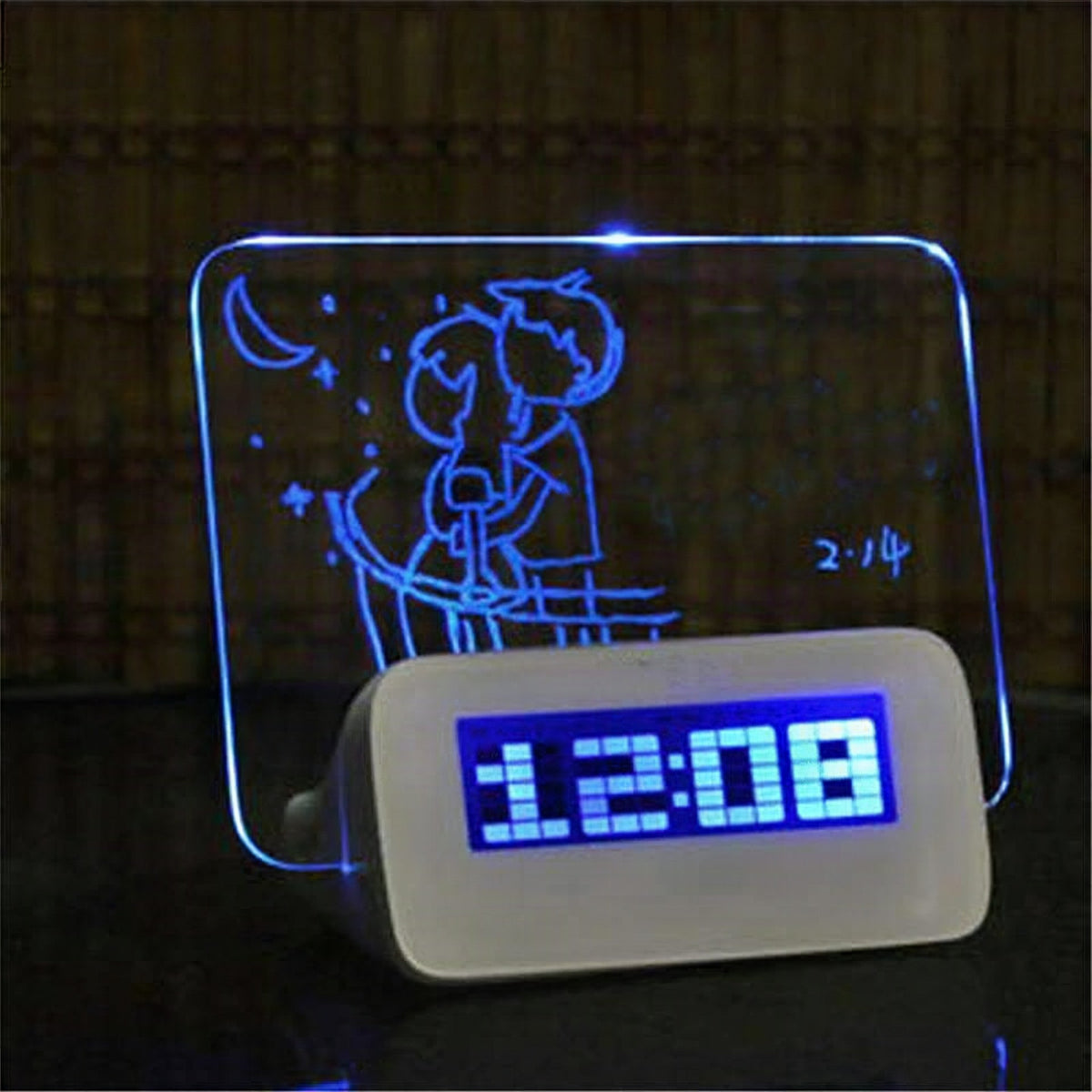 Despertador digital LED con pizarra fluorescente