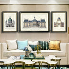 Set de láminas arquitectónicas enmarcadas elegantes