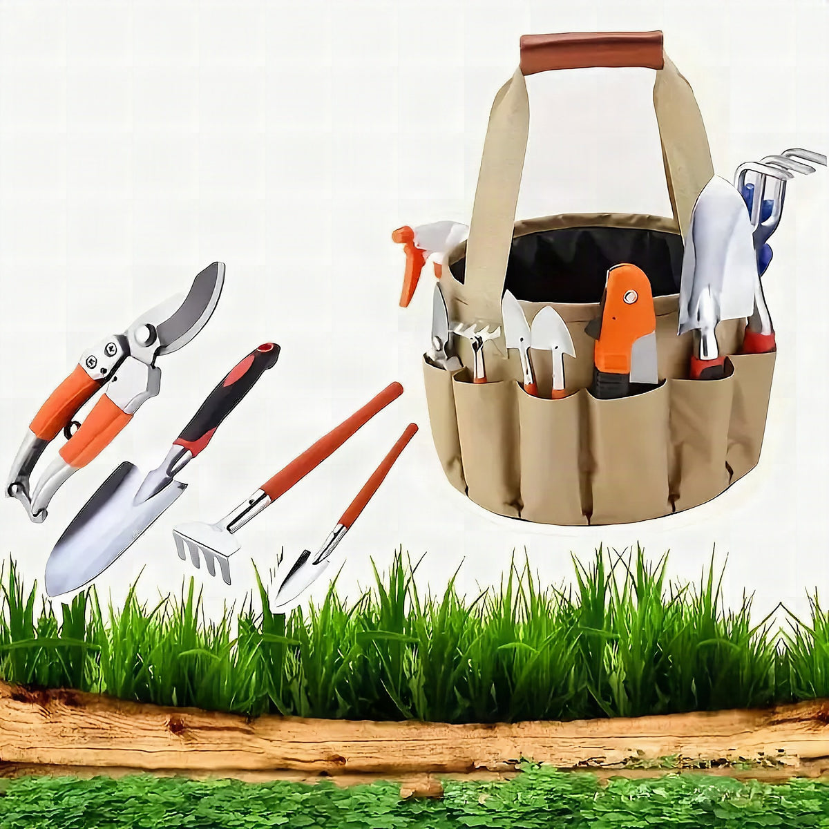 Set de herramientas de jardín con bolsa de transporte – 10 piezas para el cuidado del jardín