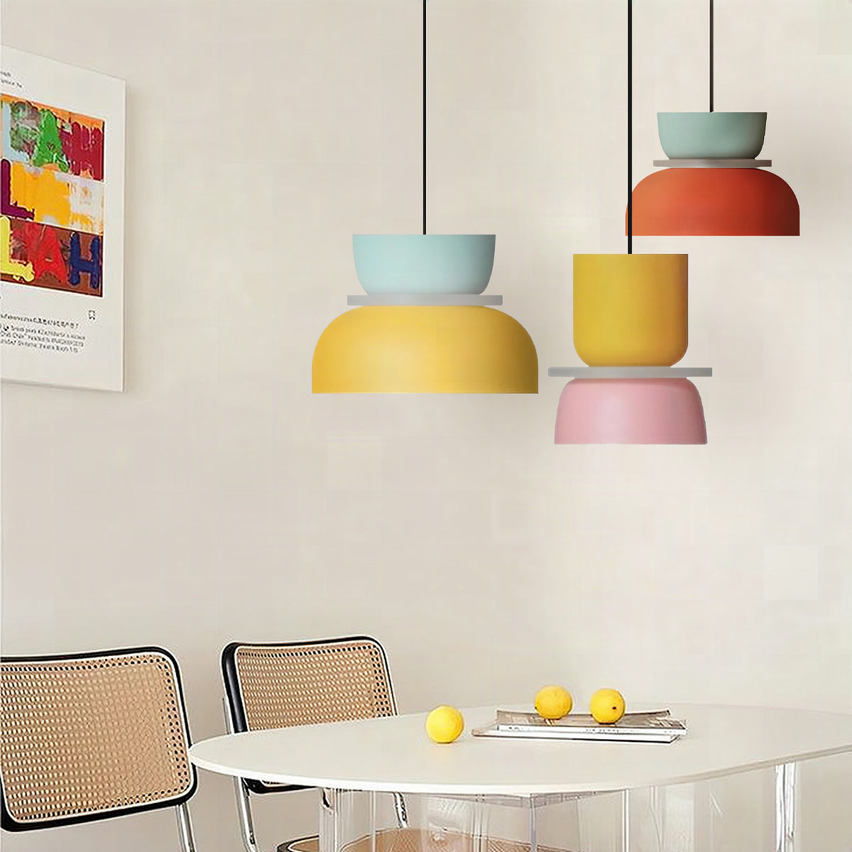 Lámpara colgante nórdica de bloques de color para cocina y comedor