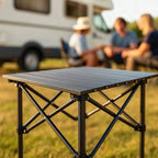 Mesa plegable de exterior con superficie resistente al calor y a los arañazos