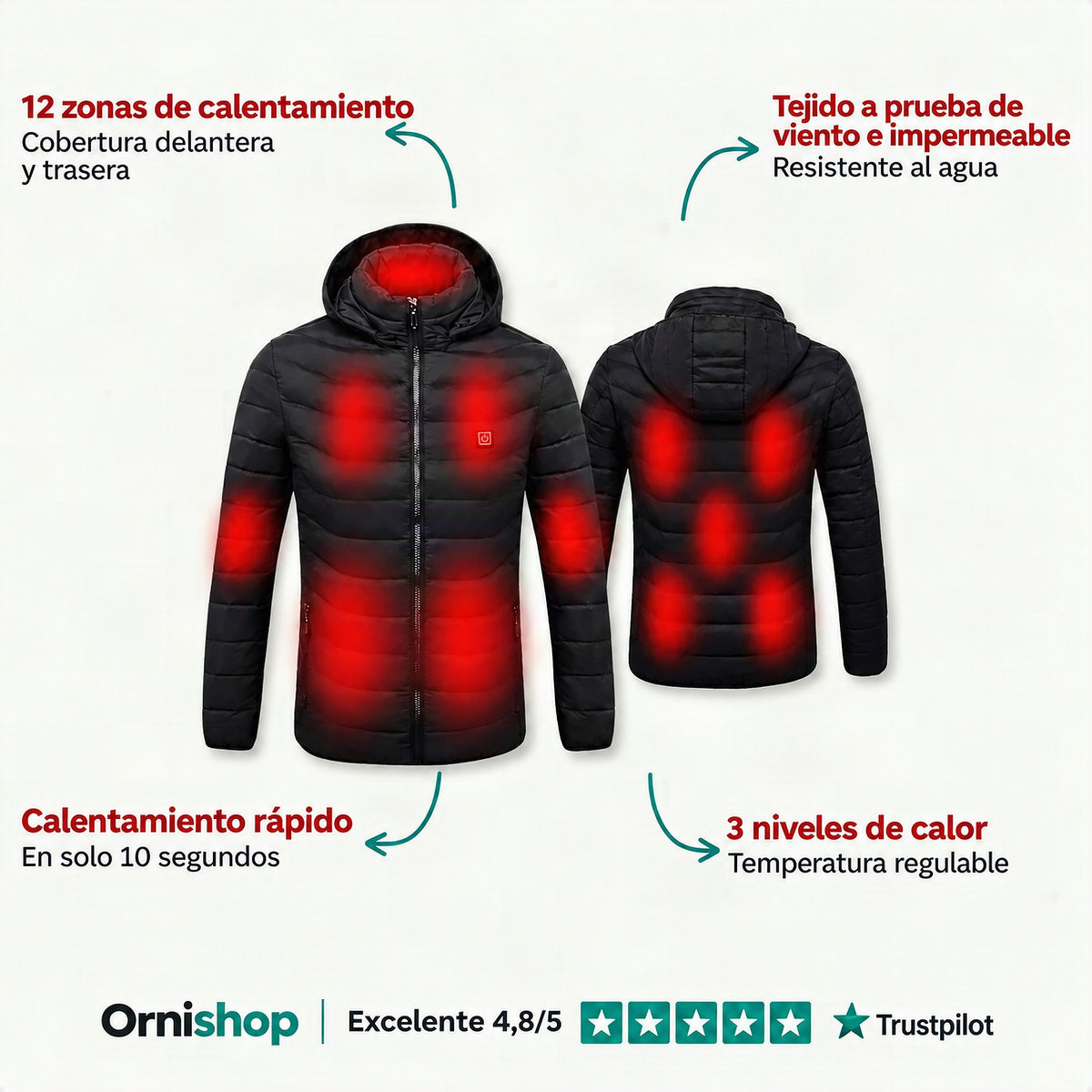Chaqueta calefactable para mujer Ornishop X