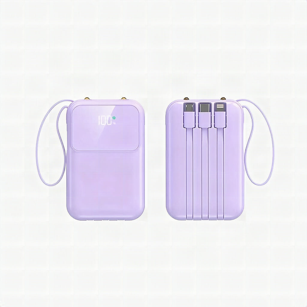 Batería externa portátil de 10.000 mAh con cables integrados