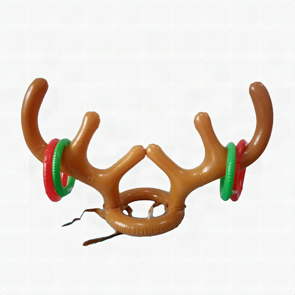 Juego de lanzamiento de anillas con diadema de reno hinchable para Navidad
