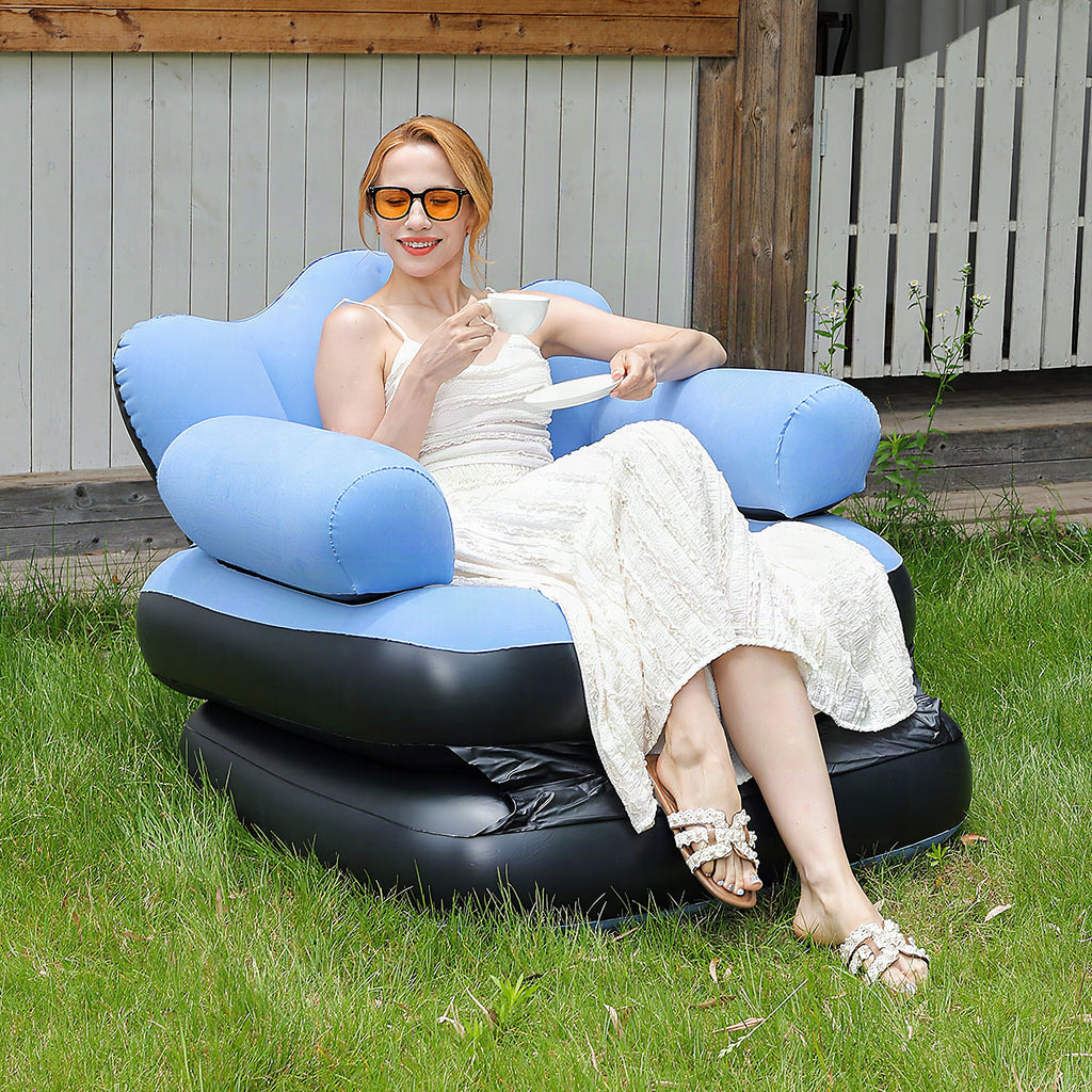 Tumbona hinchable de relax con soporte ergonómico para cuello y espalda