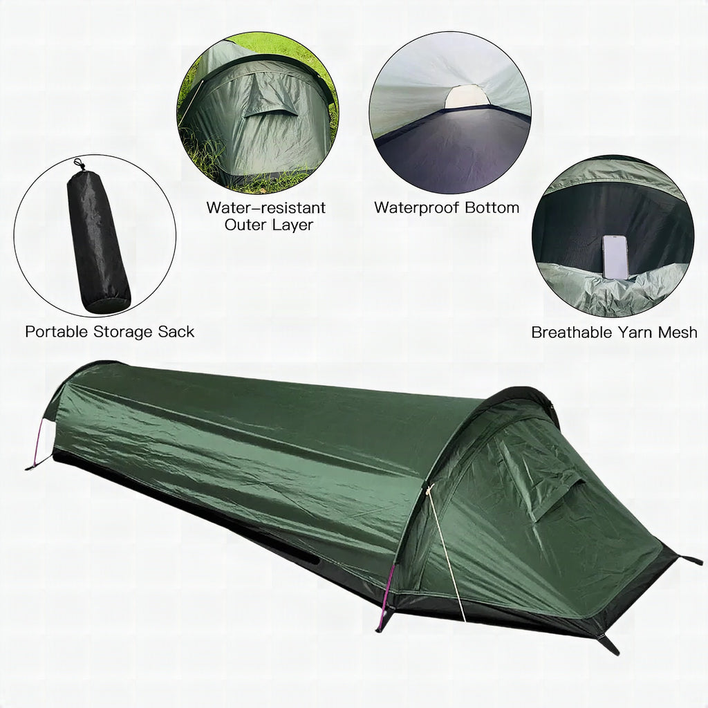 Tienda individual ultraligera Trekvento SoloShield impermeable y cortavientos con varillas de aluminio