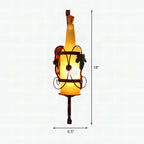 Aplique de pared vintage con botella de cristal amarillo y diseño de botellero