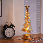 Árbol de Navidad LED con diseño en espiral y estrella decorativa (33 cm)