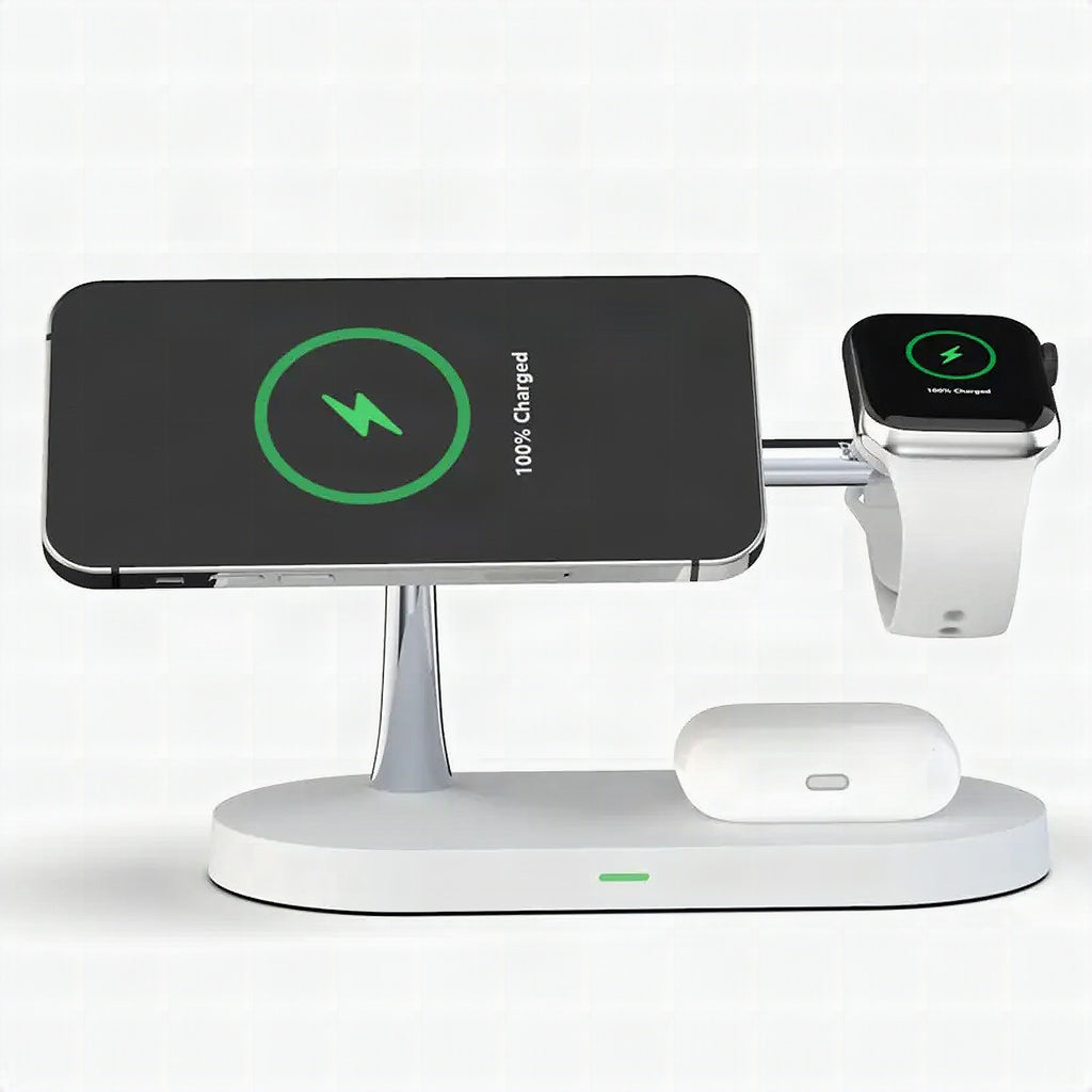 Cargador inalámbrico 3 en 1 para móvil, smartwatch y auriculares
