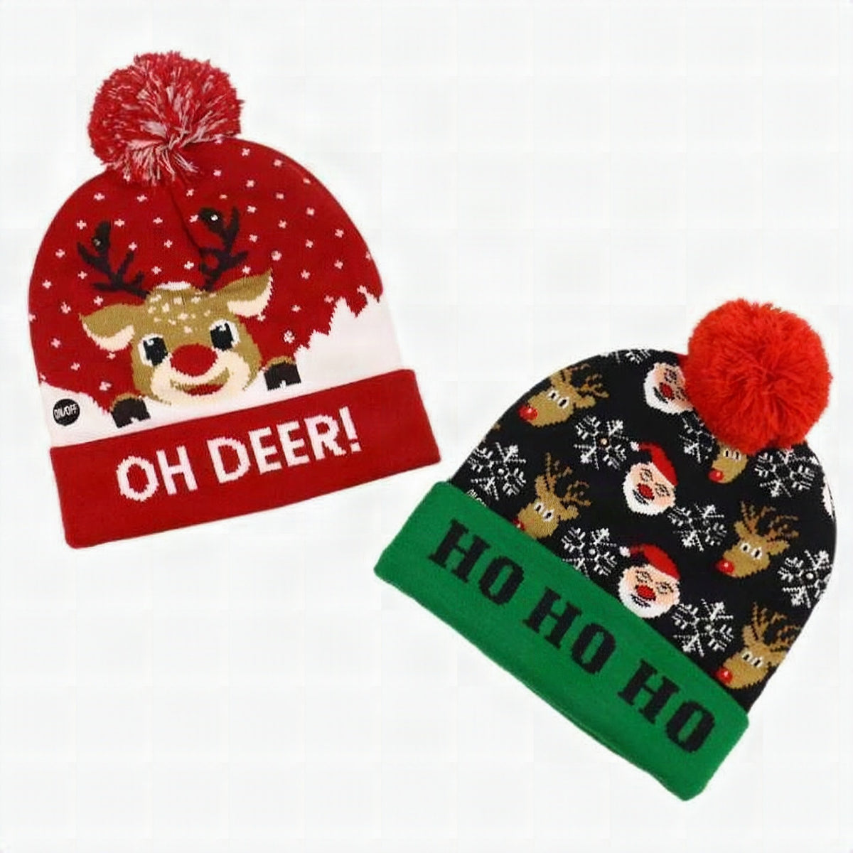 Gorro navideño de punto con luces LED