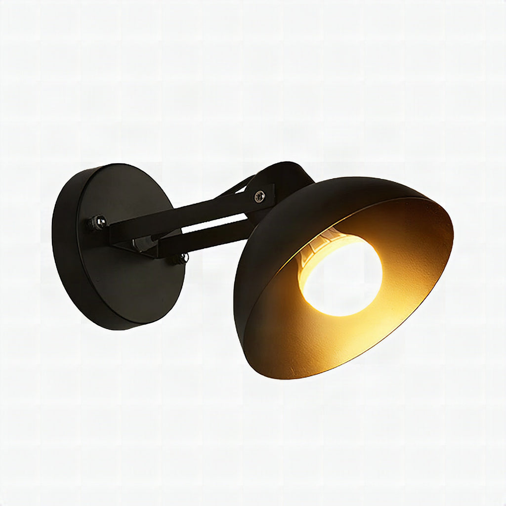 Aplique de pared industrial con pantalla metálica en negro