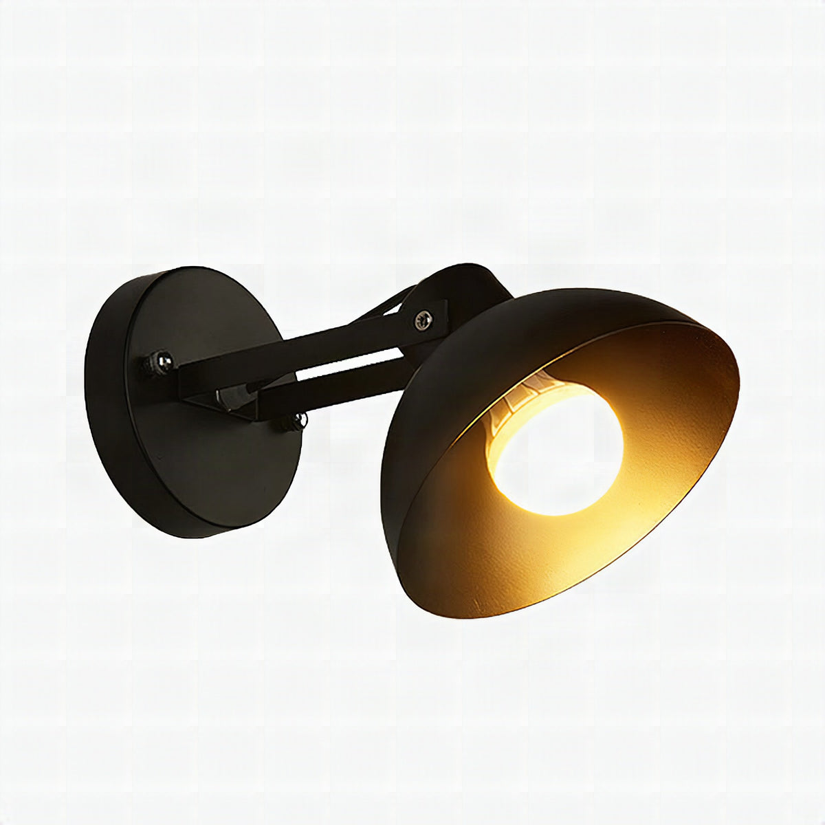 Aplique de pared industrial con pantalla metálica en negro