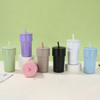 Vaso térmico unisex con tapa antipolvo y pajita