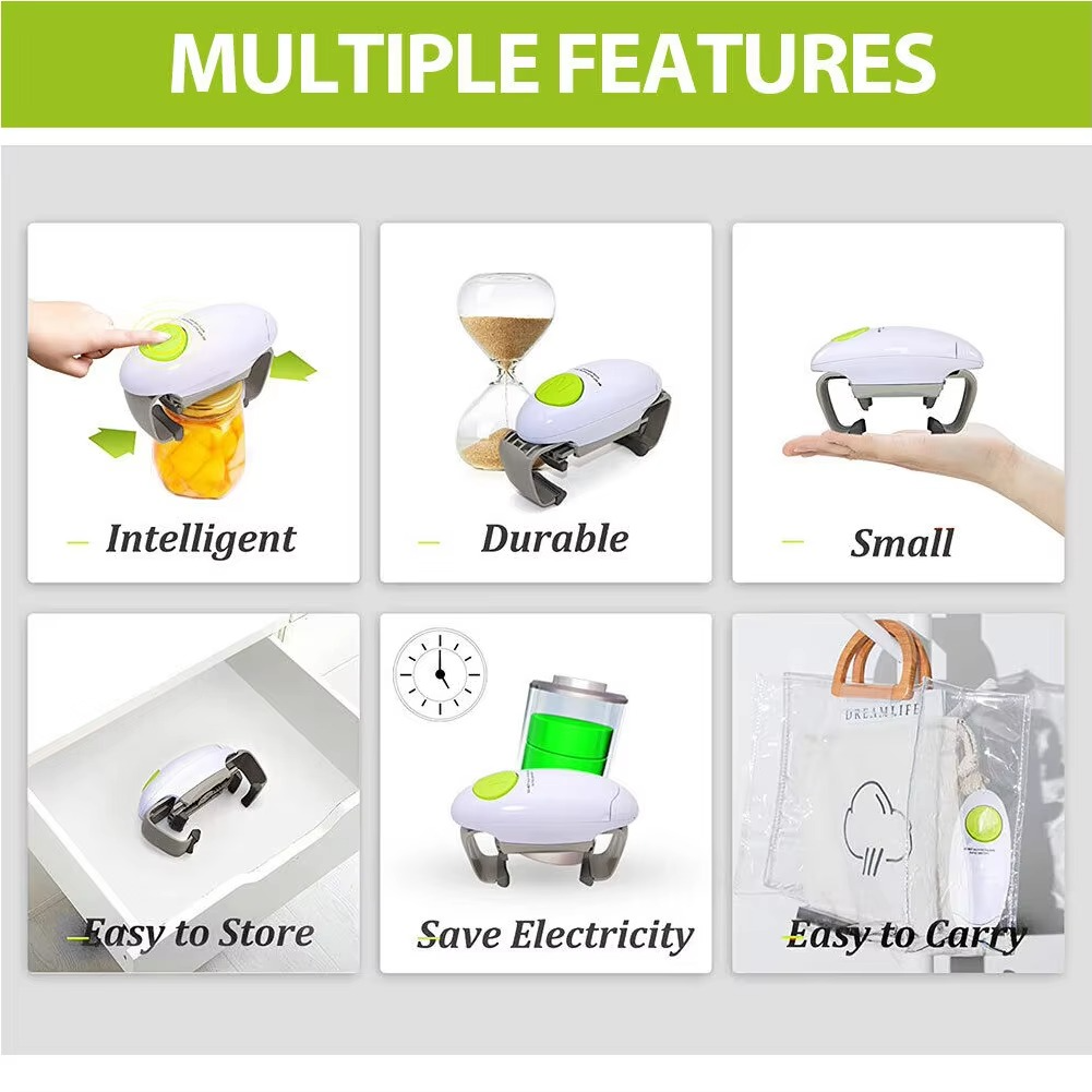 Abrelatas y abrebotellas automático de un toque para cocina