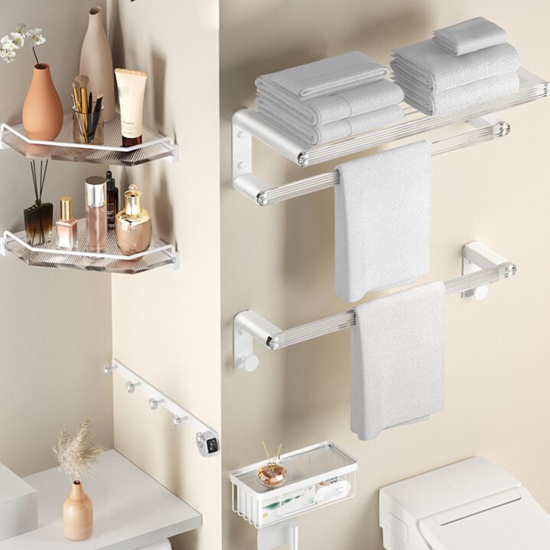 Accesorios de baño en metal blanco y acrílico — pieza individual o conjunto con estante