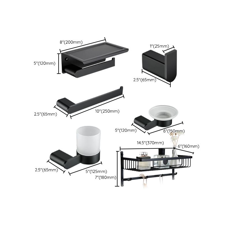 Accesorios de baño contemporáneos en metal negro — pieza individual o set completo