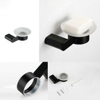 Accesorios de baño contemporáneos en metal negro — pieza individual o set completo