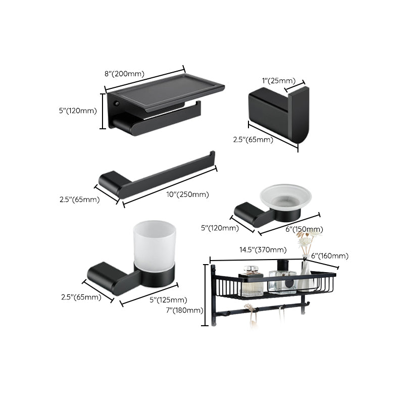 Accesorios de baño contemporáneos en metal negro — pieza individual o set completo