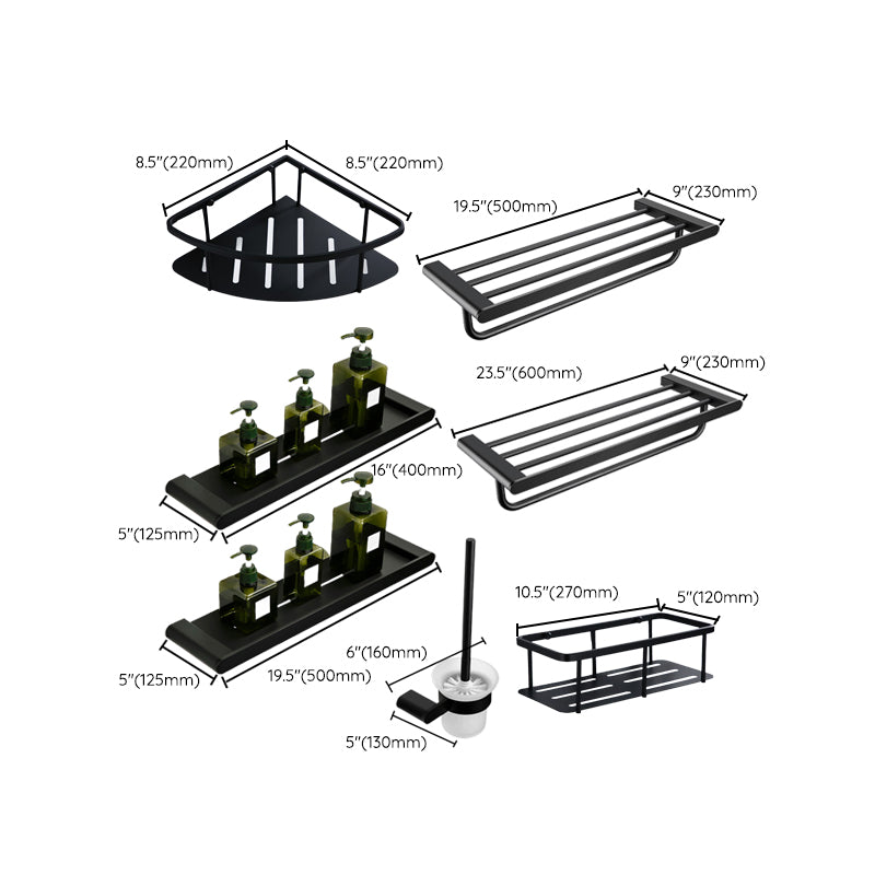Accesorios de baño contemporáneos en metal negro — pieza individual o set completo