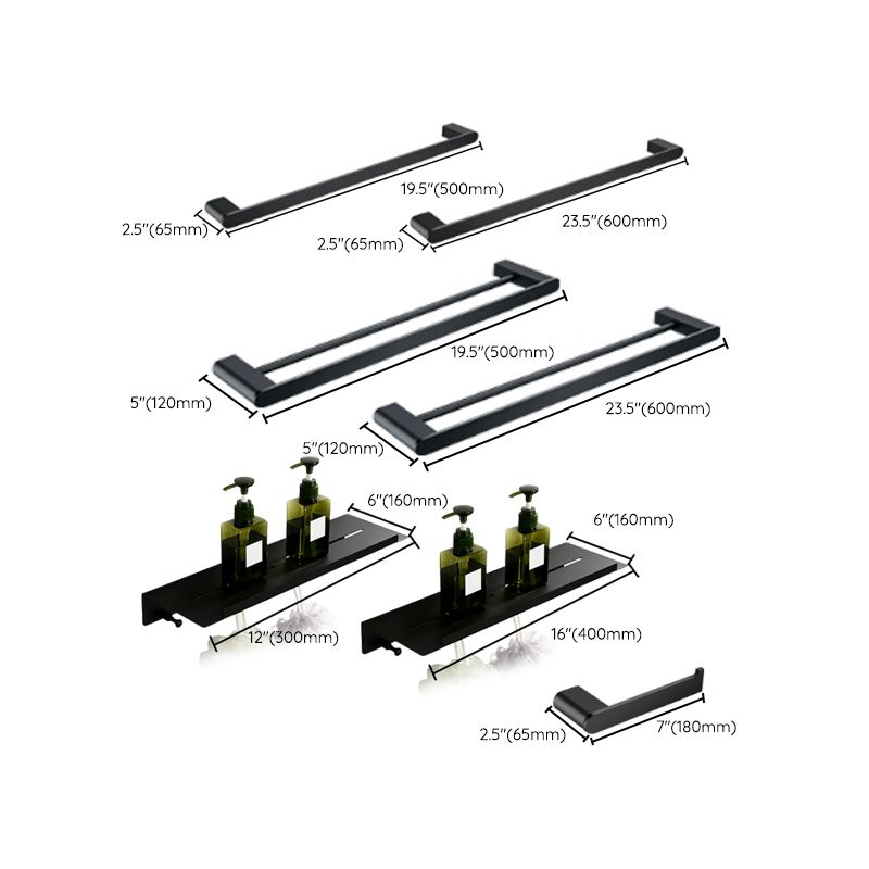 Accesorios de baño contemporáneos en metal negro — pieza individual o set completo