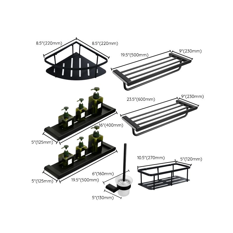 Accesorios de baño contemporáneos en metal negro — pieza individual o set completo