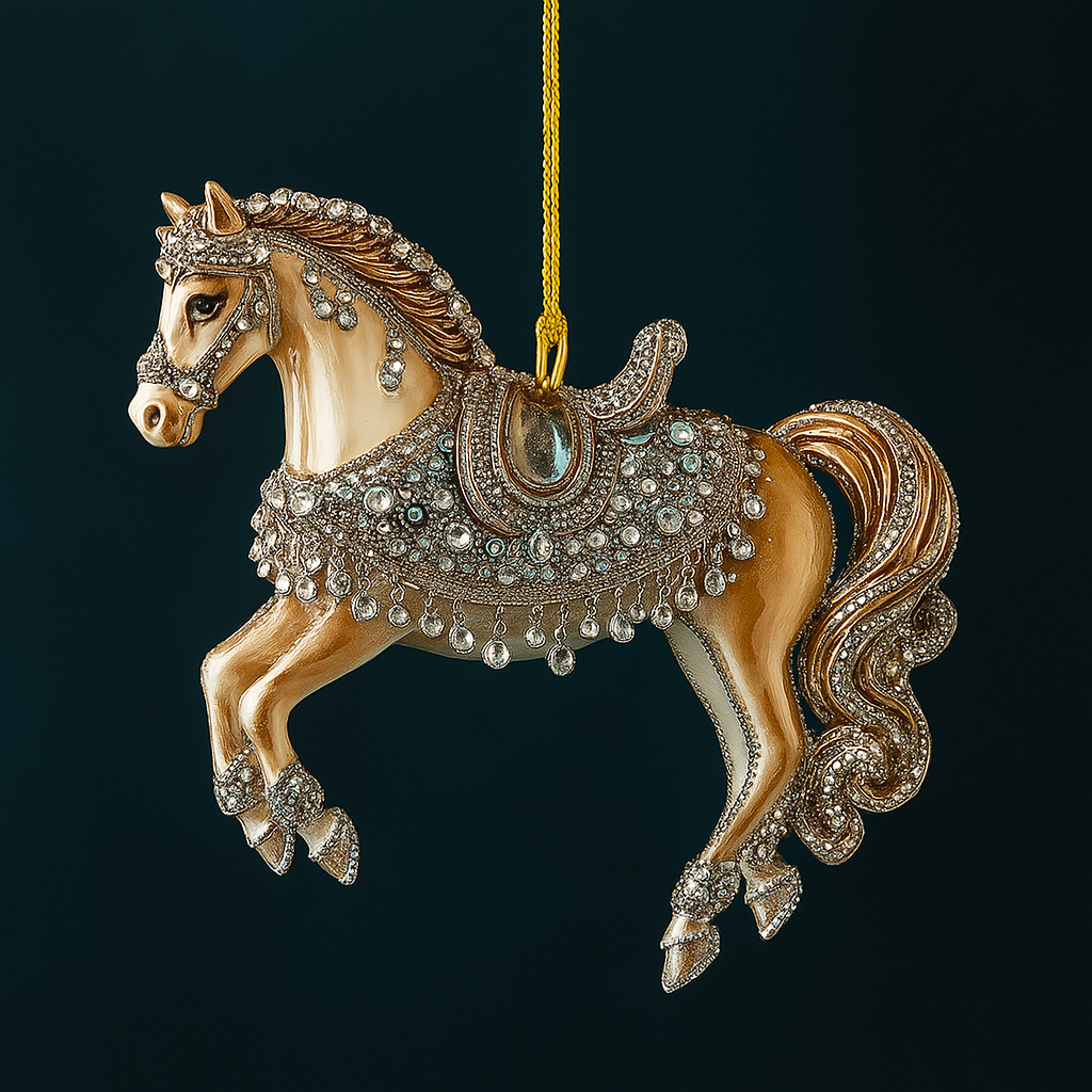 Adorno navideño de caballo con brillantes de acrílico para árbol