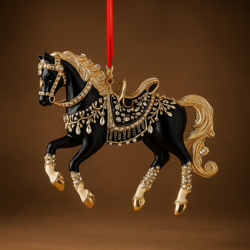 Adorno navideño de caballo con brillantes de acrílico para árbol