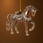 Adorno navideño de caballo con brillantes de acrílico para árbol