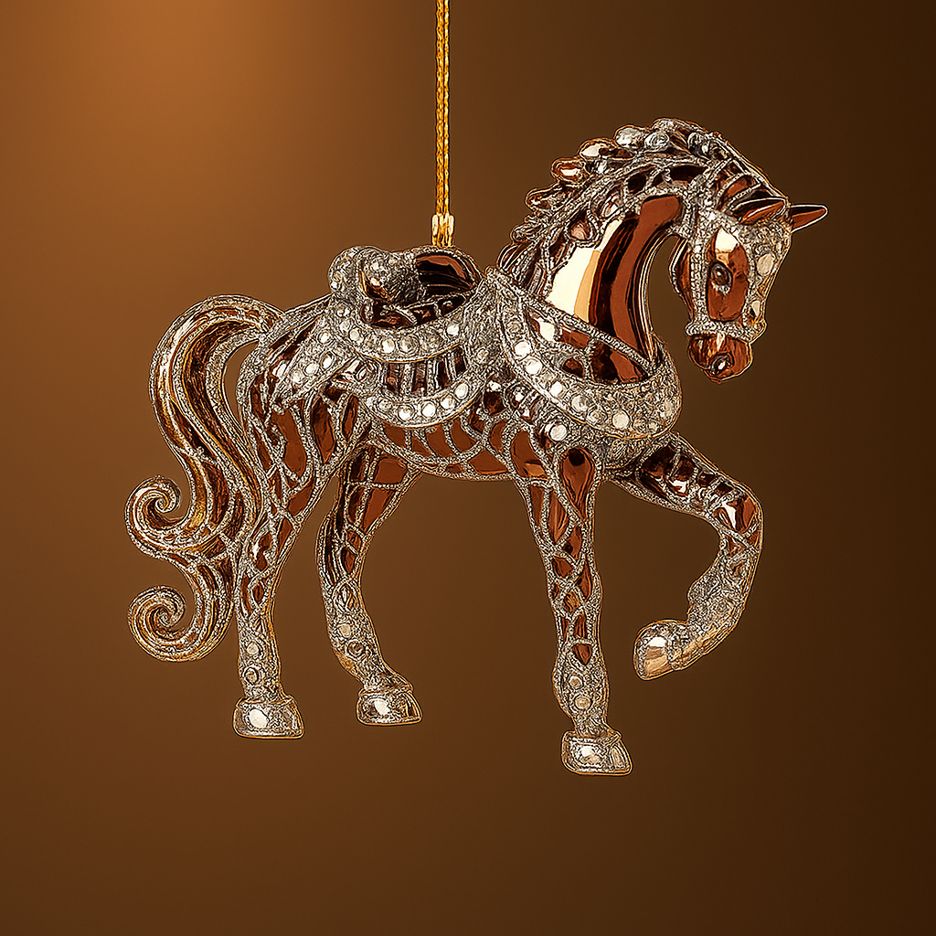 Adorno navideño de caballo con brillantes de acrílico para árbol