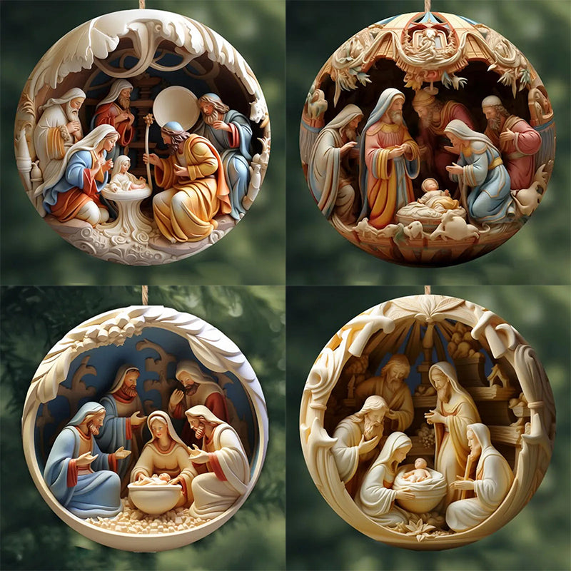 Adorno navideño de cerámica con motivo del Belén